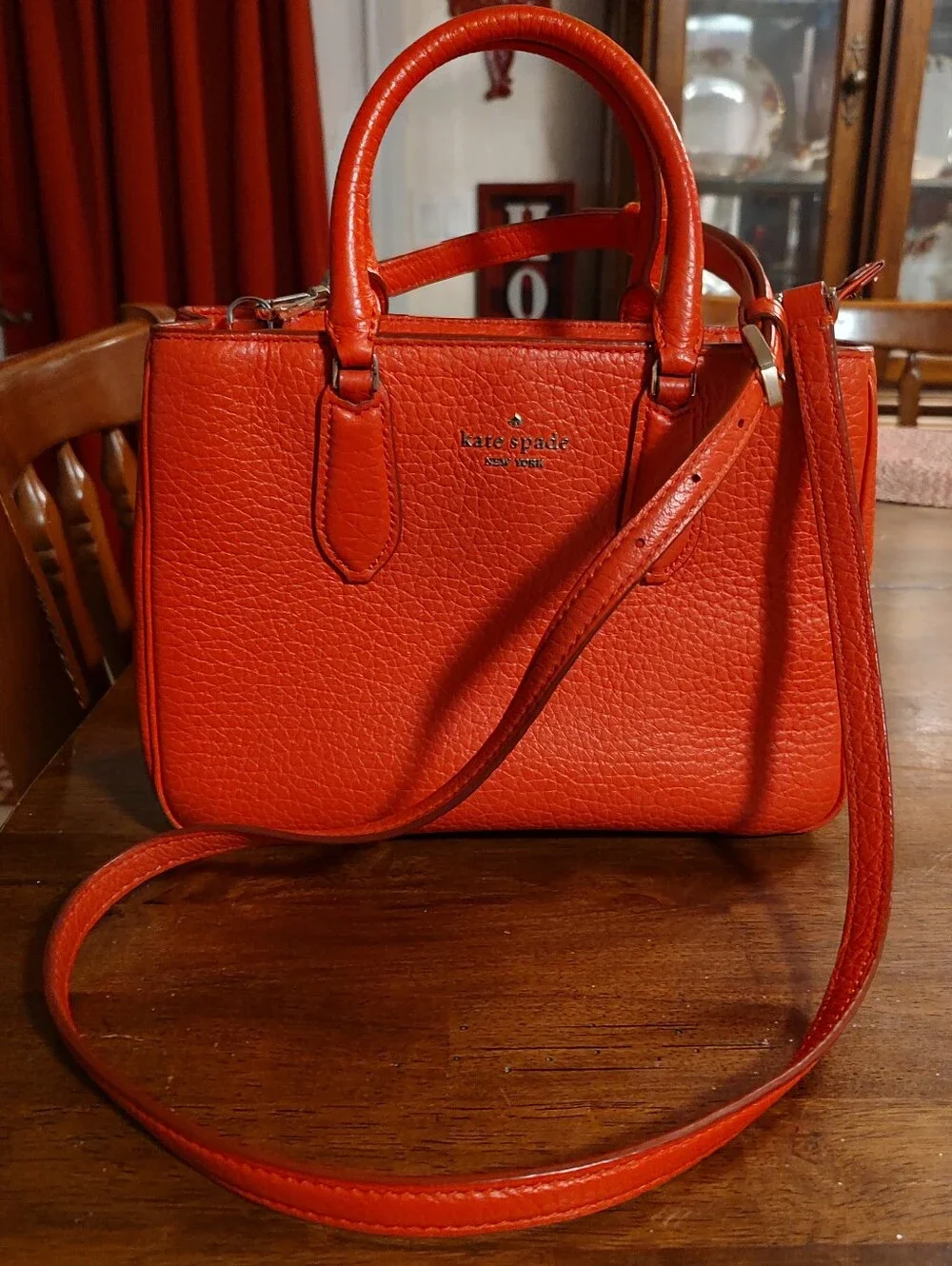 kate spade Salmon Pebbled Leather Satchel with Crossbody Strap